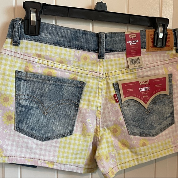 NWT Big Girls Gingham/Daisy Pattern Block Adjustable-Waistband Girlfriend Shorts - Picture 8 of 11